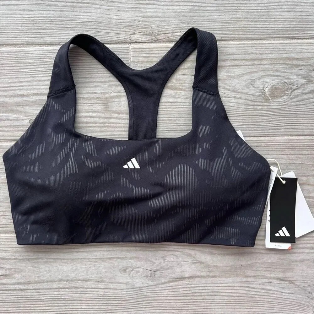 Adidas Women Black PowerImpact Training Support Bra Size XL A-C NWT